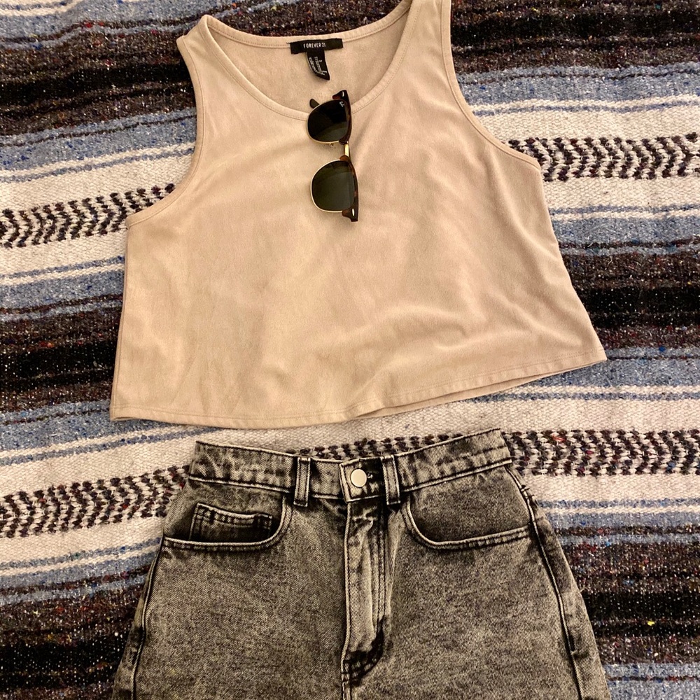 Faux Suede Crop Top